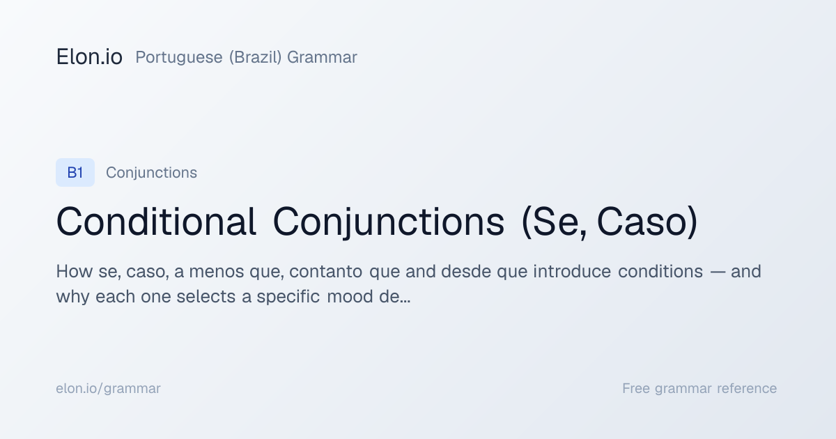 Conditional Conjunctions (Se, Caso) | Portuguese (Brazil) Grammar | Elon.io