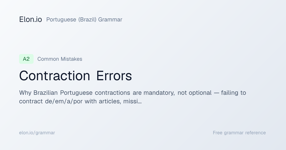 Contraction Errors | Portuguese (Brazil) Grammar | Elon.io