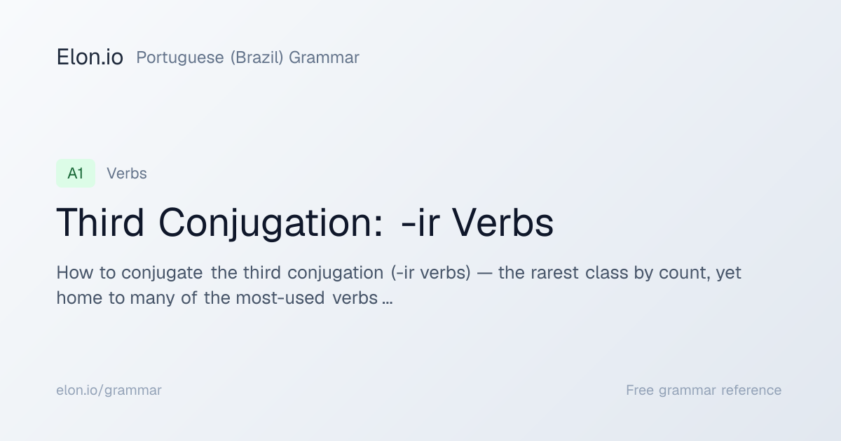 Third Conjugation: -ir Verbs | Portuguese (Brazil) Grammar | Elon.io