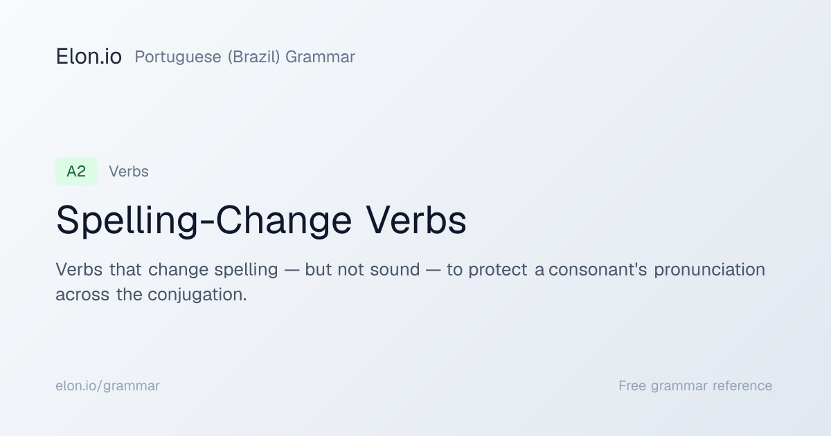 Spelling-Change Verbs | Portuguese (Brazil) Grammar | Elon.io