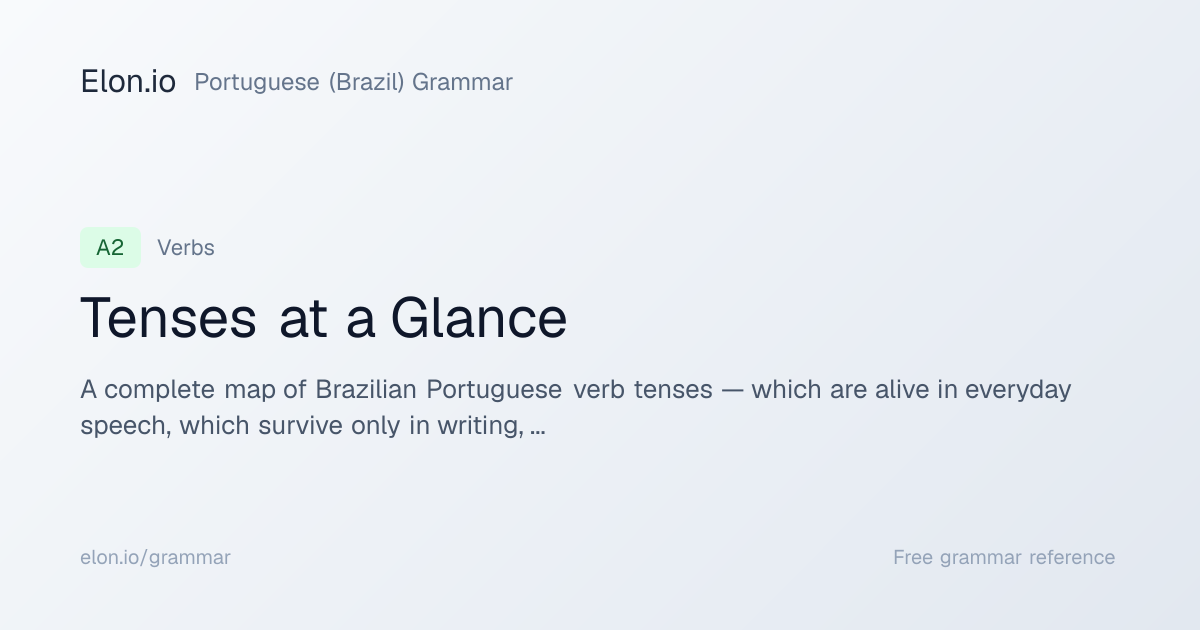 Tenses at a Glance | Portuguese (Brazil) Grammar | Elon.io