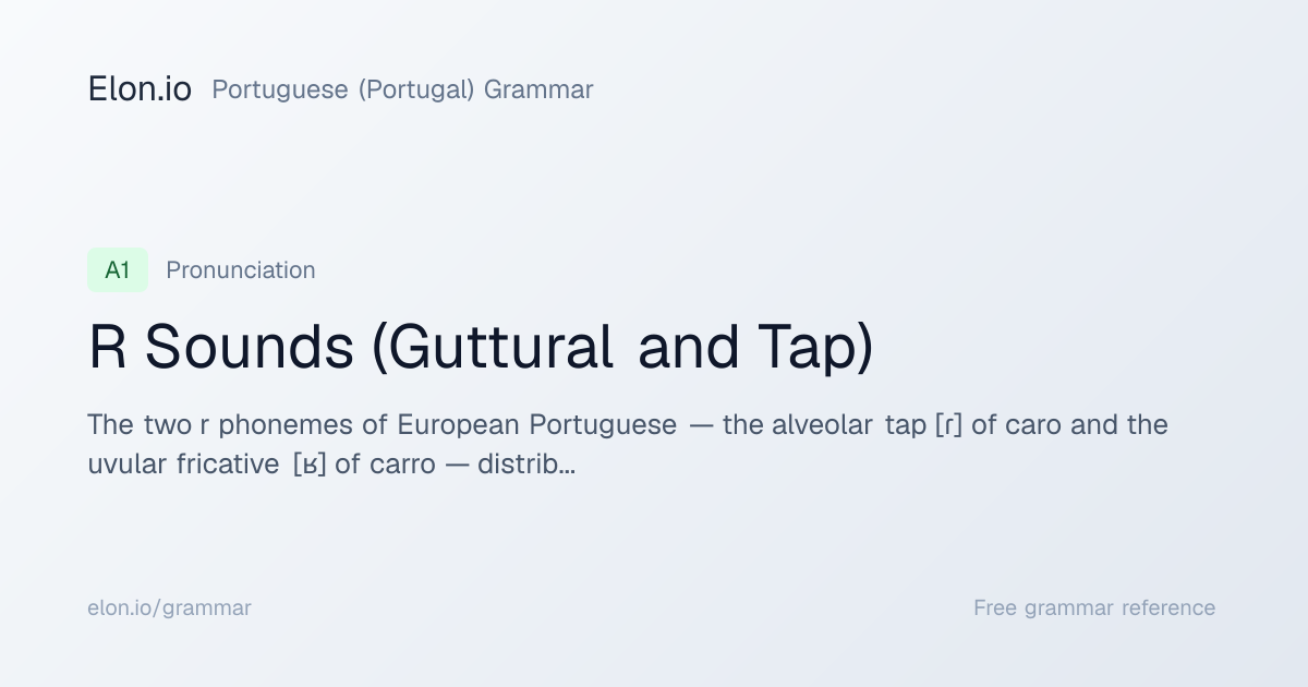 R Sounds (Guttural and Tap) | Portuguese (Portugal) Grammar | Elon.io
