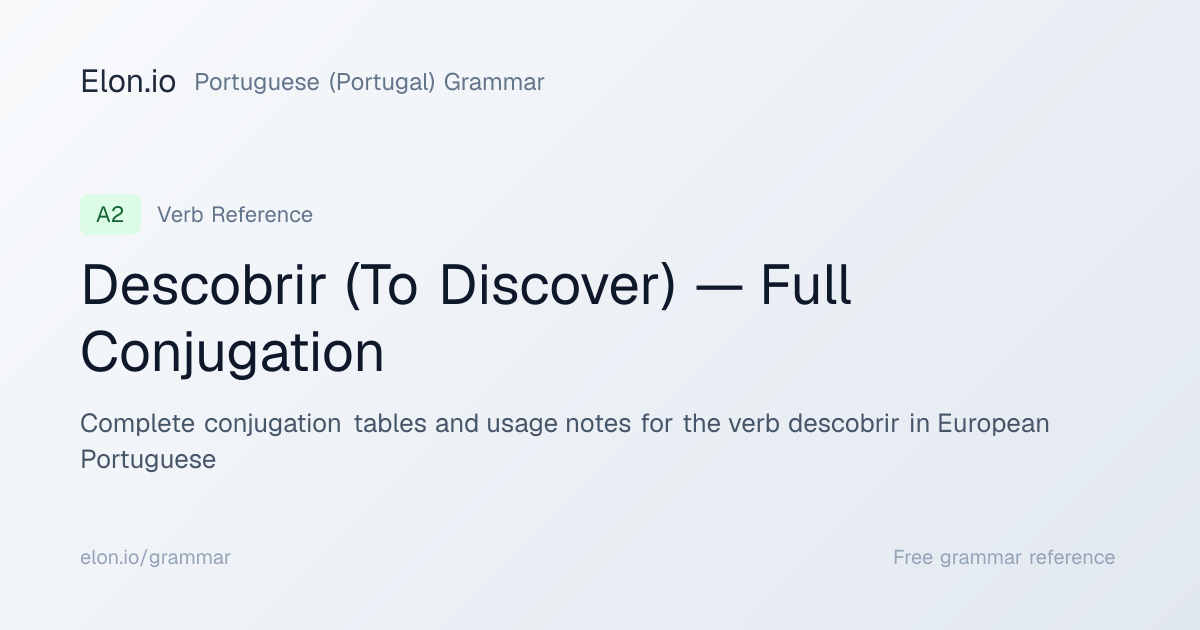 Descobrir (To Discover) — Full Conjugation | Portuguese (Portugal ...
