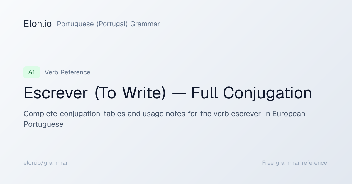 Escrever (To Write) — Full Conjugation | Portuguese (Portugal) Grammar ...