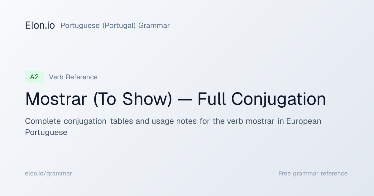 Mostrar (To Show) — Full Conjugation | Portuguese (Portugal) Grammar ...
