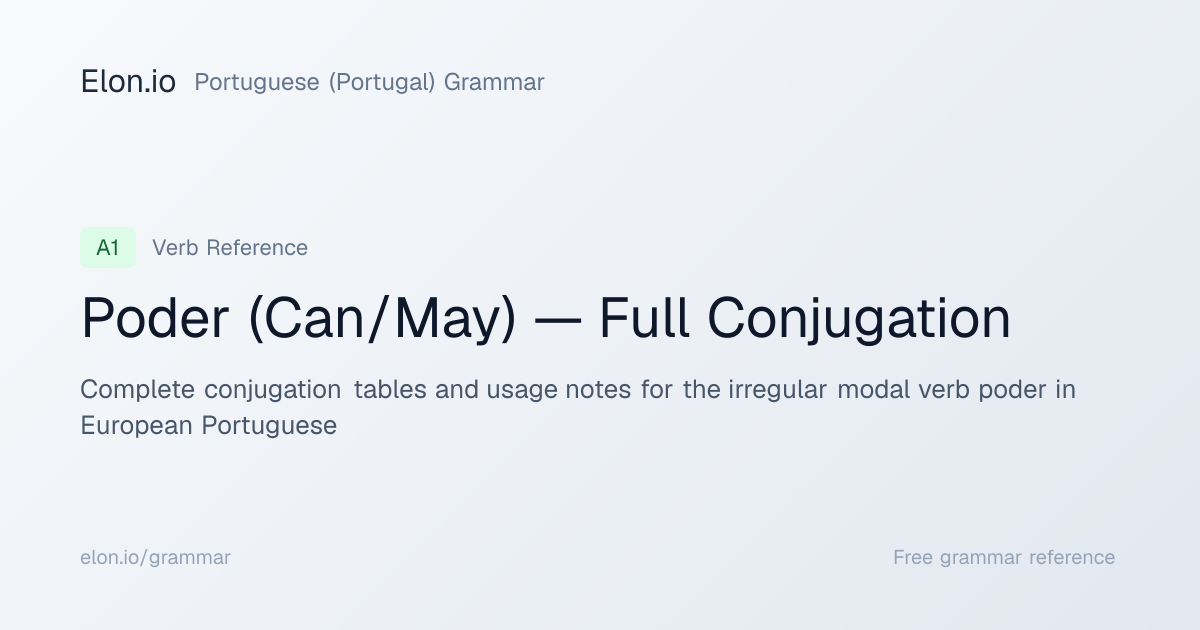 Poder (Can/May) — Full Conjugation | Portuguese (Portugal) Grammar ...