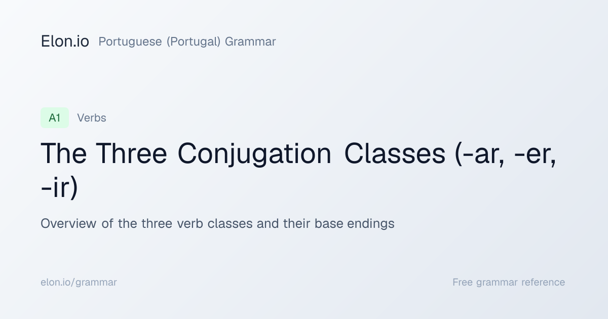 The Three Conjugation Classes (-ar, -er, -ir) | Portuguese (Portugal ...