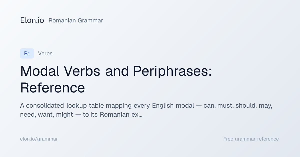 Modal Verbs and Periphrases: Reference | Romanian Grammar | Elon.io