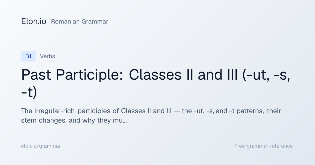Past Participle: Classes II and III (-ut, -s, -t) | Romanian Grammar ...