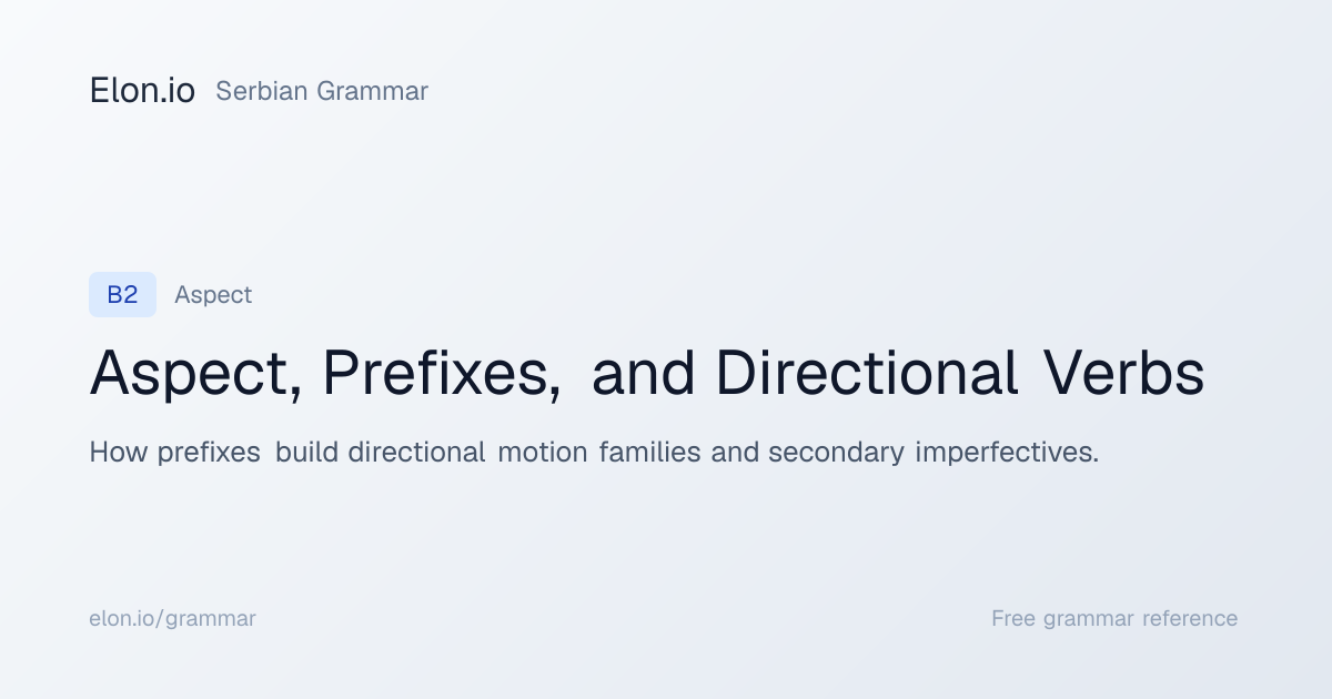Aspect, Prefixes, and Directional Verbs | Serbian Grammar | Elon.io