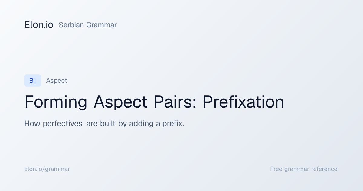 Forming Aspect Pairs: Prefixation | Serbian Grammar | Elon.io