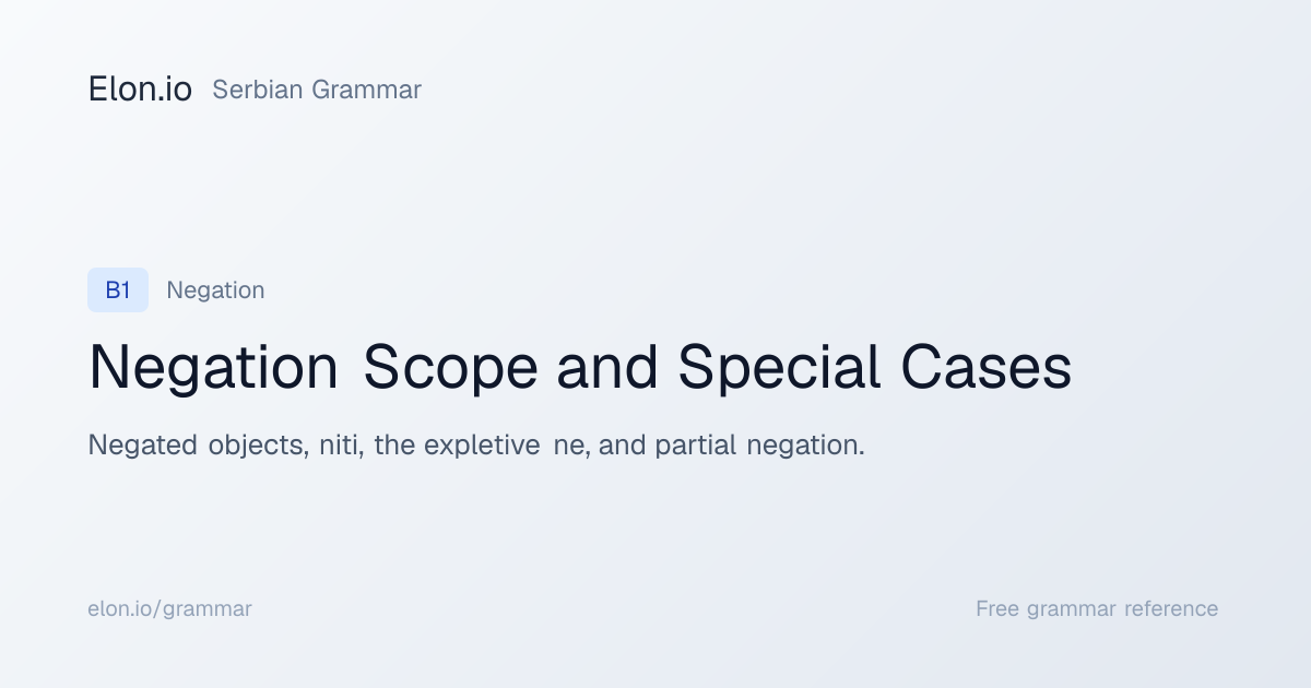 Negation Scope and Special Cases | Serbian Grammar | Elon.io