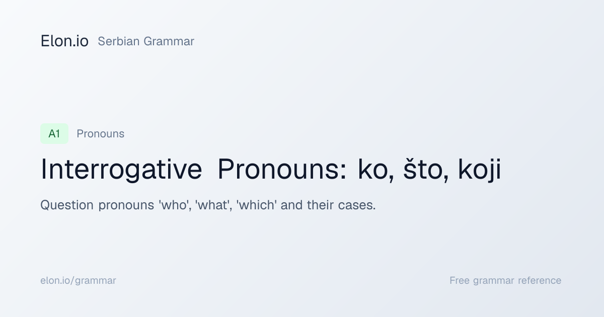 Interrogative Pronouns: ko, što, koji | Serbian Grammar | Elon.io