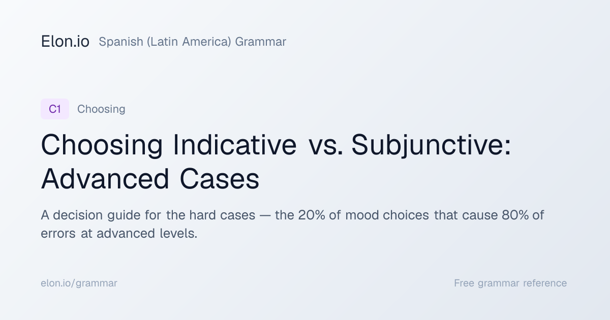 Choosing Indicative vs. Subjunctive: Advanced Cases | Spanish (Latin ...