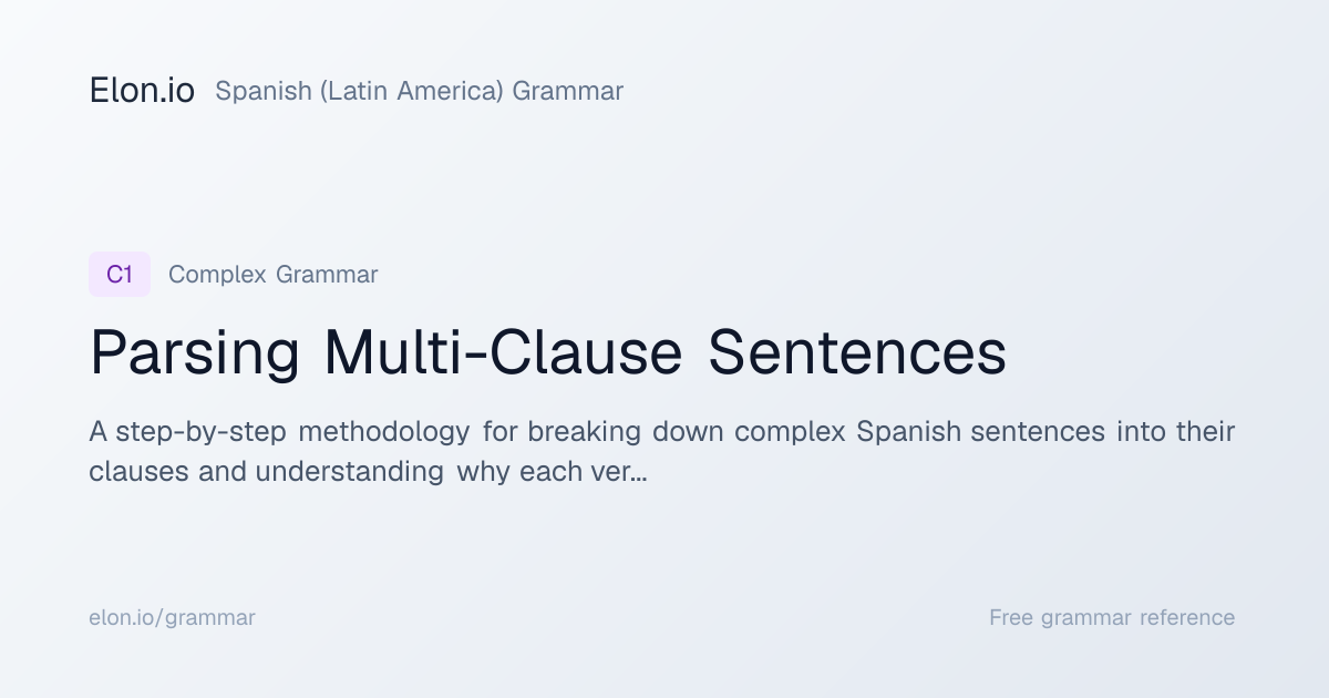 Parsing Multi-Clause Sentences | Spanish (Latin America) Grammar | Elon.io
