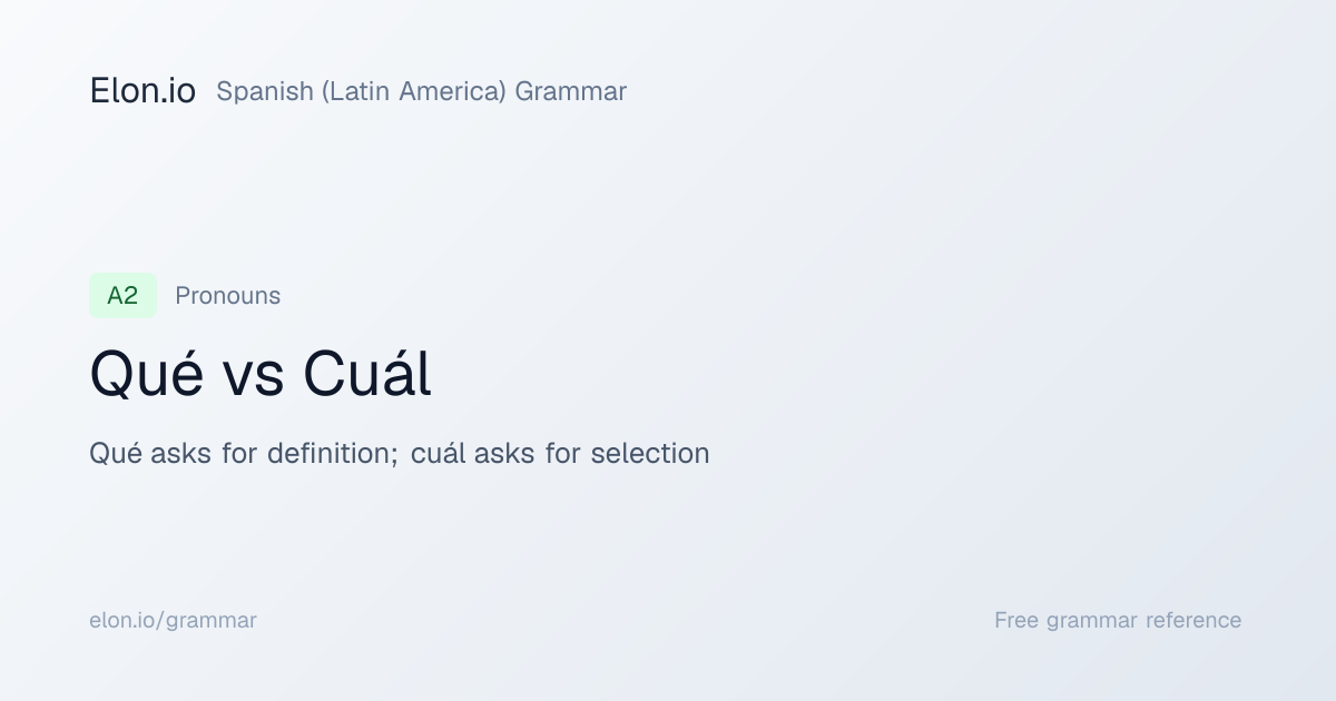 Qué vs Cuál | Spanish (Latin America) Grammar | Elon.io