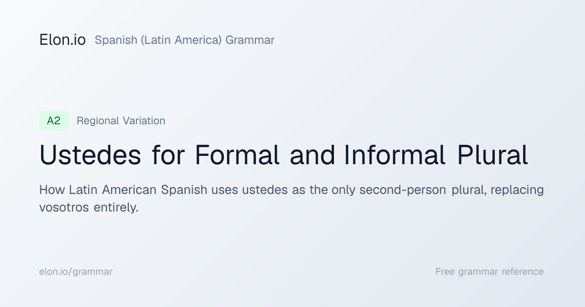 Ustedes for Formal and Informal Plural | Spanish (Latin America ...