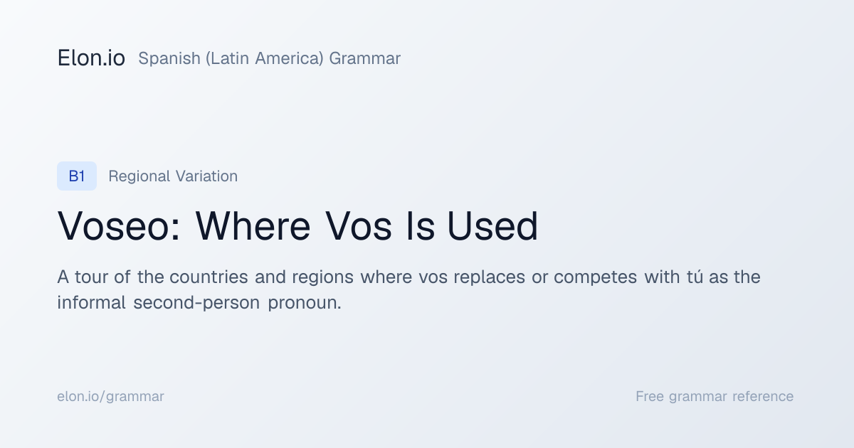 Voseo: Where Vos Is Used | Spanish (Latin America) Grammar | Elon.io