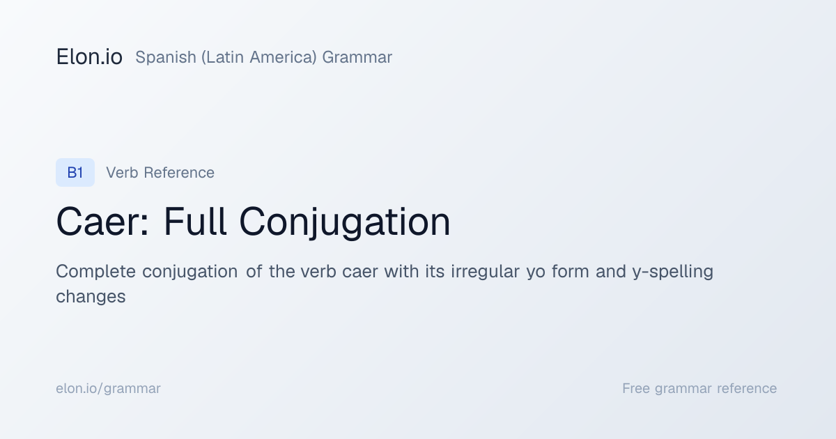 Caer: Full Conjugation | Spanish (Latin America) Grammar | Elon.io