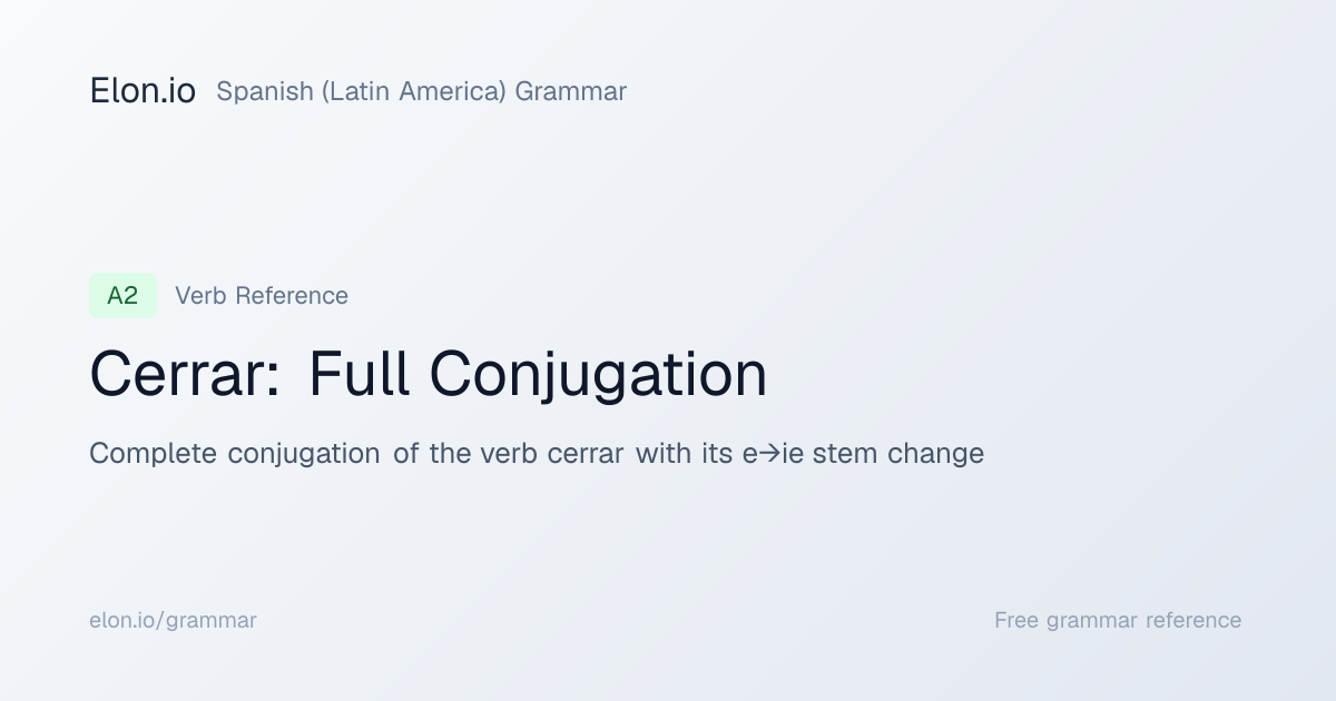 Cerrar: Full Conjugation | Spanish (Latin America) Grammar | Elon.io