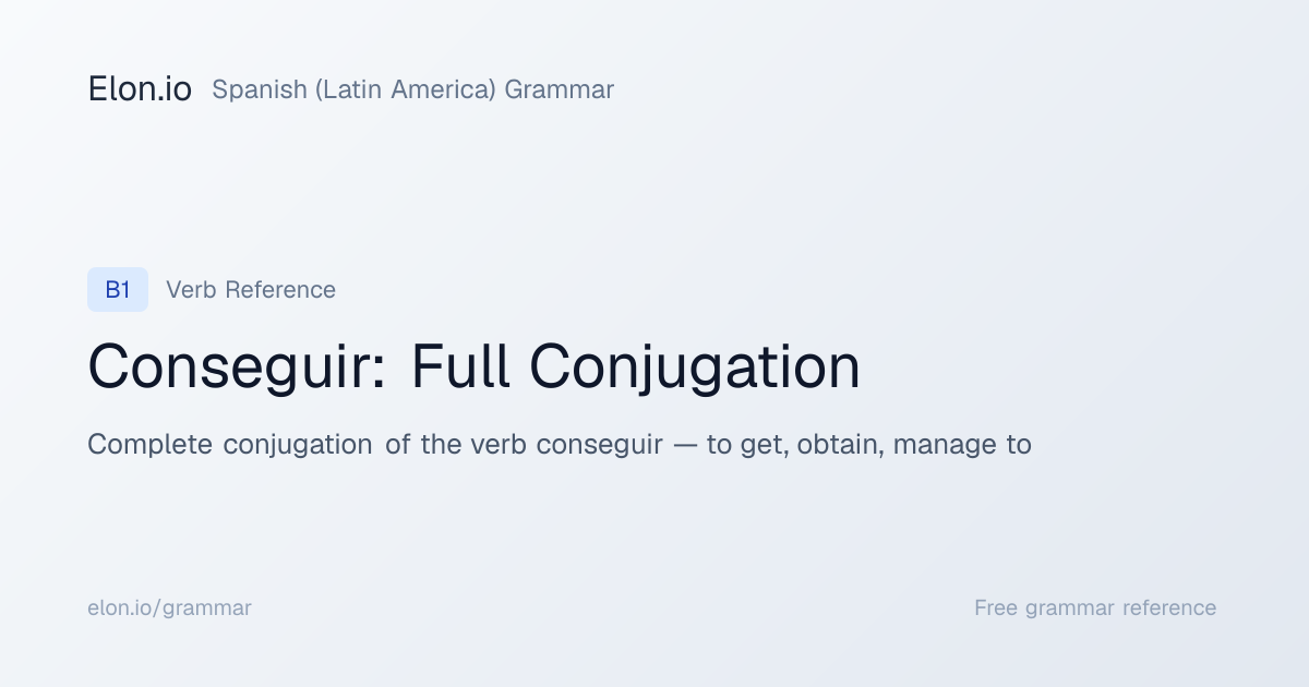 Conseguir: Full Conjugation | Spanish (Latin America) Grammar | Elon.io