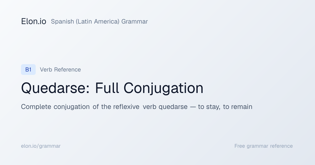 Quedarse: Full Conjugation | Spanish (Latin America) Grammar | Elon.io