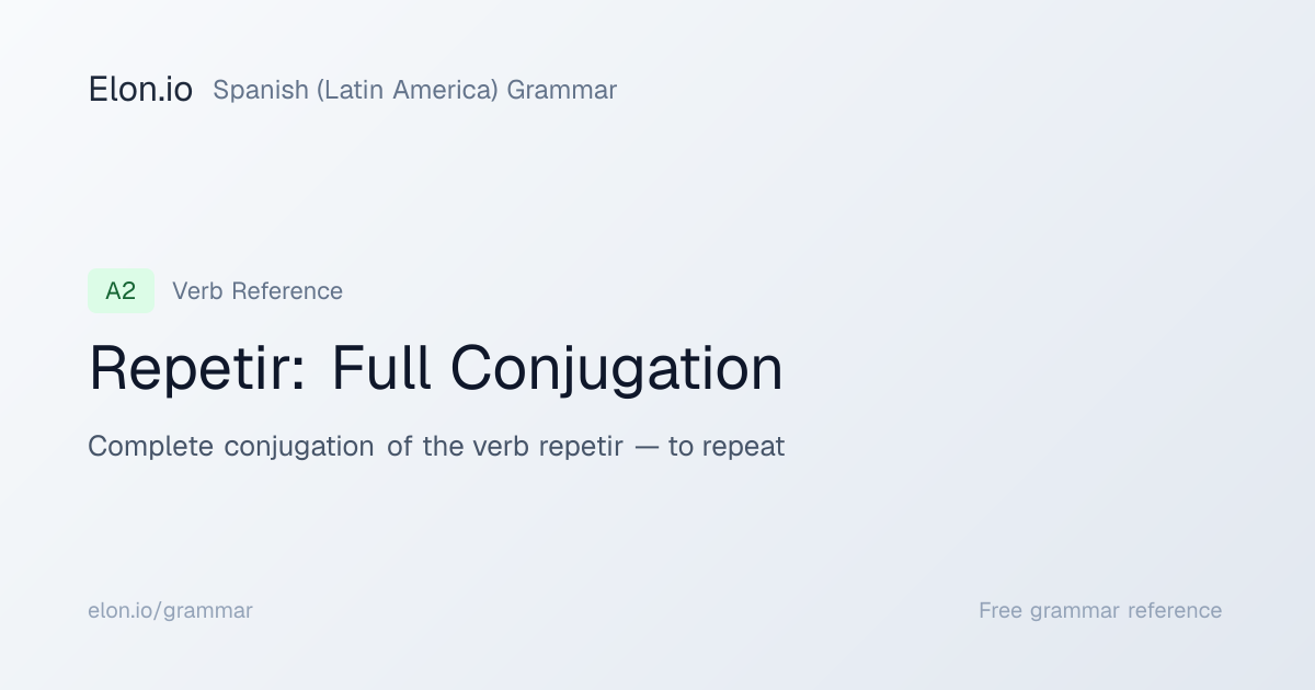 Repetir: Full Conjugation | Spanish (Latin America) Grammar | Elon.io