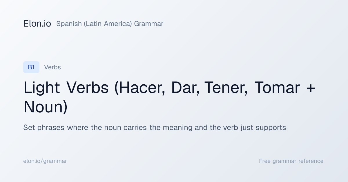 Light Verbs (Hacer, Dar, Tener, Tomar + Noun) | Spanish (Latin America ...