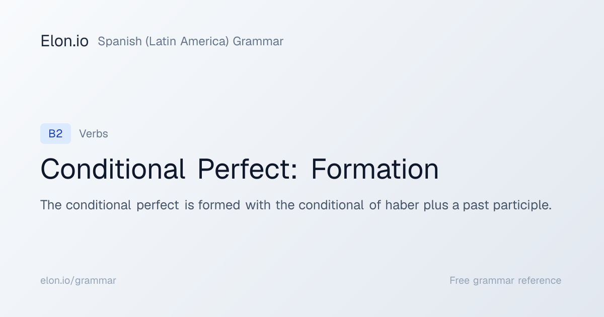 Conditional Perfect: Formation | Spanish (Latin America) Grammar | Elon.io