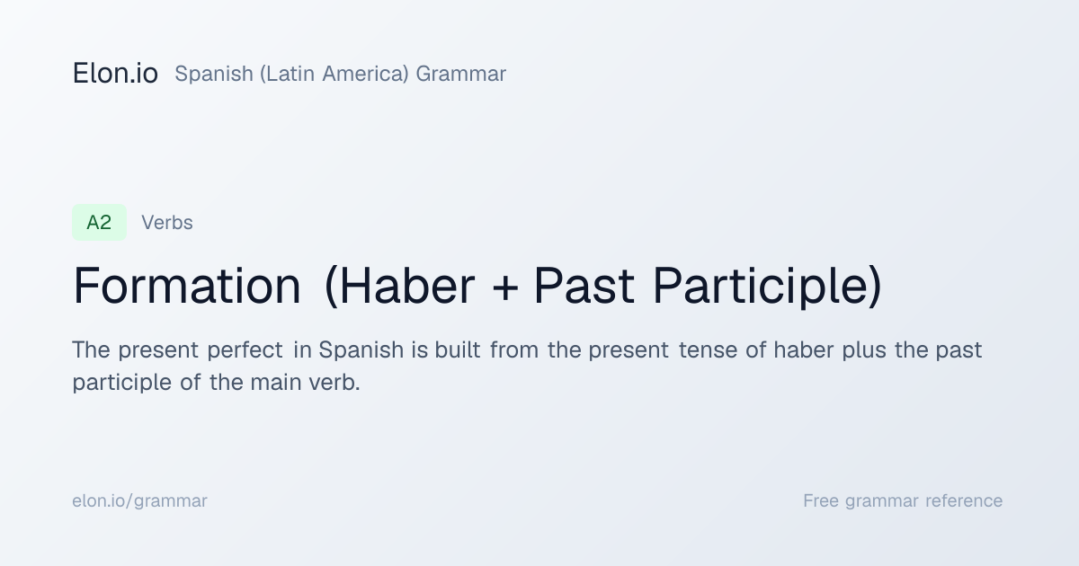 Formation (Haber + Past Participle) | Spanish (Latin America) Grammar ...