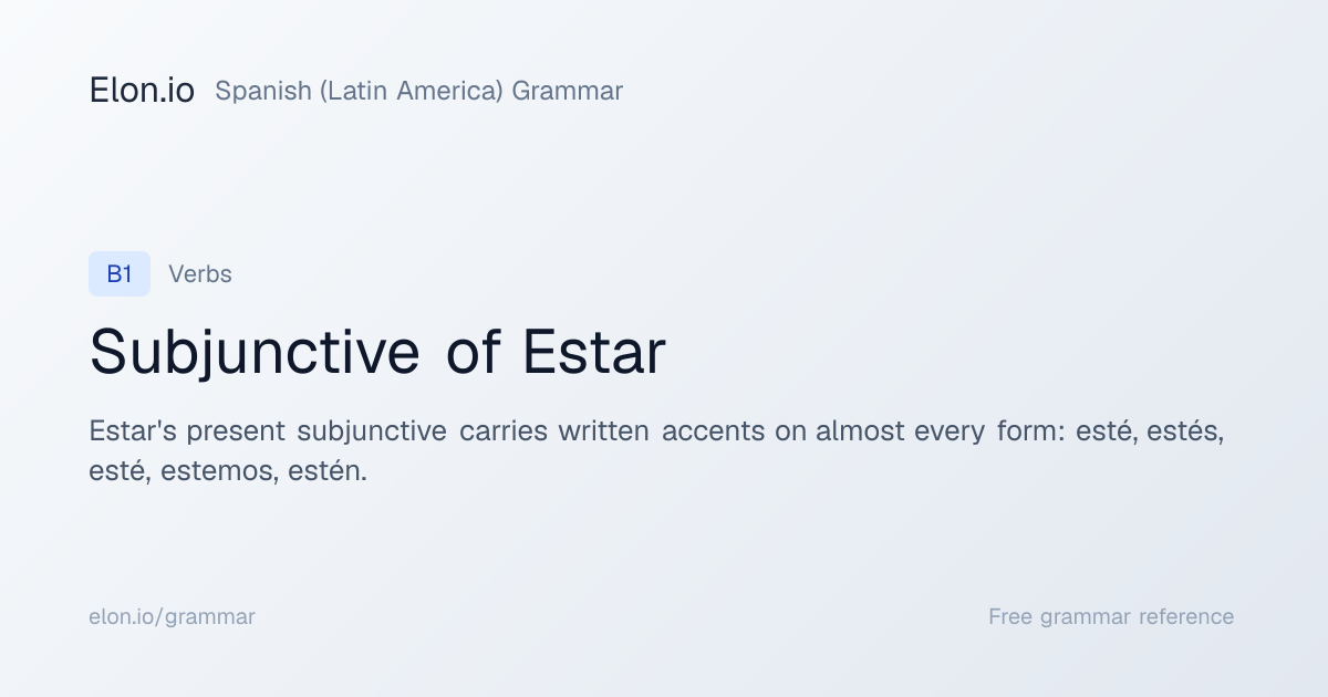 Subjunctive of Estar | Spanish (Latin America) Grammar | Elon.io