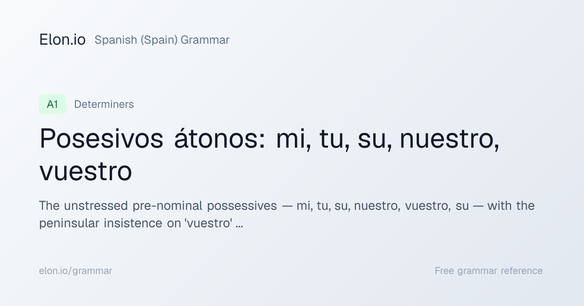Posesivos átonos: mi, tu, su, nuestro, vuestro | Spanish (Spain ...