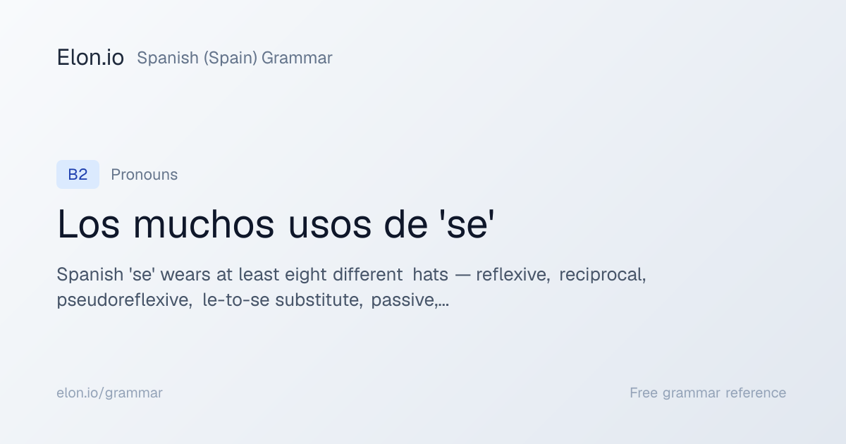 Los muchos usos de 'se' | Spanish (Spain) Grammar | Elon.io