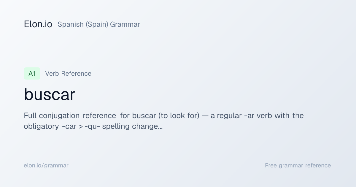 buscar | Spanish (Spain) Grammar | Elon.io