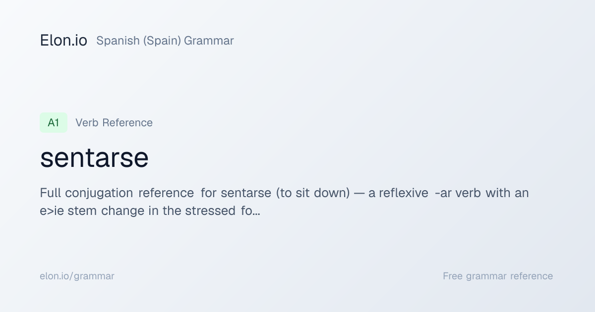 sentarse | Spanish (Spain) Grammar | Elon.io