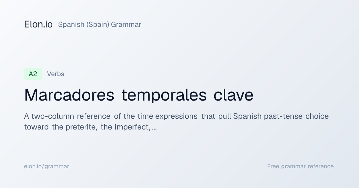 Marcadores temporales clave | Spanish (Spain) Grammar | Elon.io