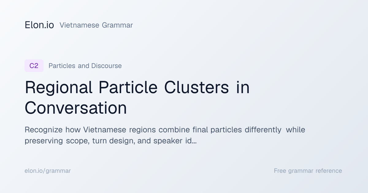 Regional Particle Clusters in Conversation | Vietnamese Grammar | Elon.io