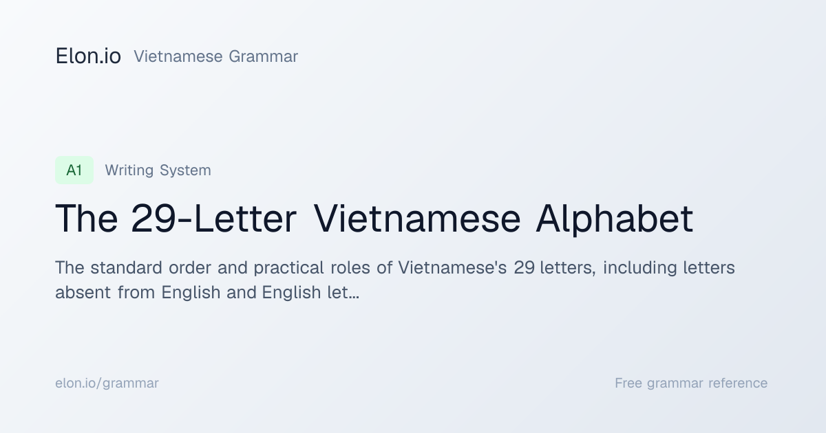 The 29-Letter Vietnamese Alphabet | Vietnamese Grammar | Elon.io